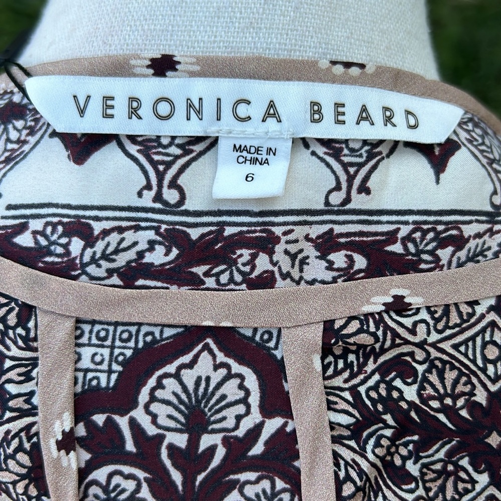 Veronica Beard Makai Print Boho Smocked Mini Dress Size 6 - Picture 6 of 15